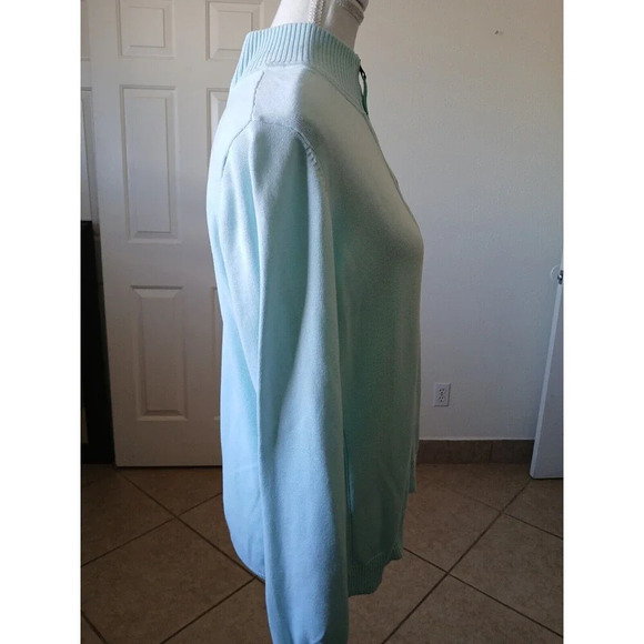 Foxcroft Ladies Size XL Pullover 1/4 Front Sweater Light Mint Supima Cotton - Picture 2 of 16